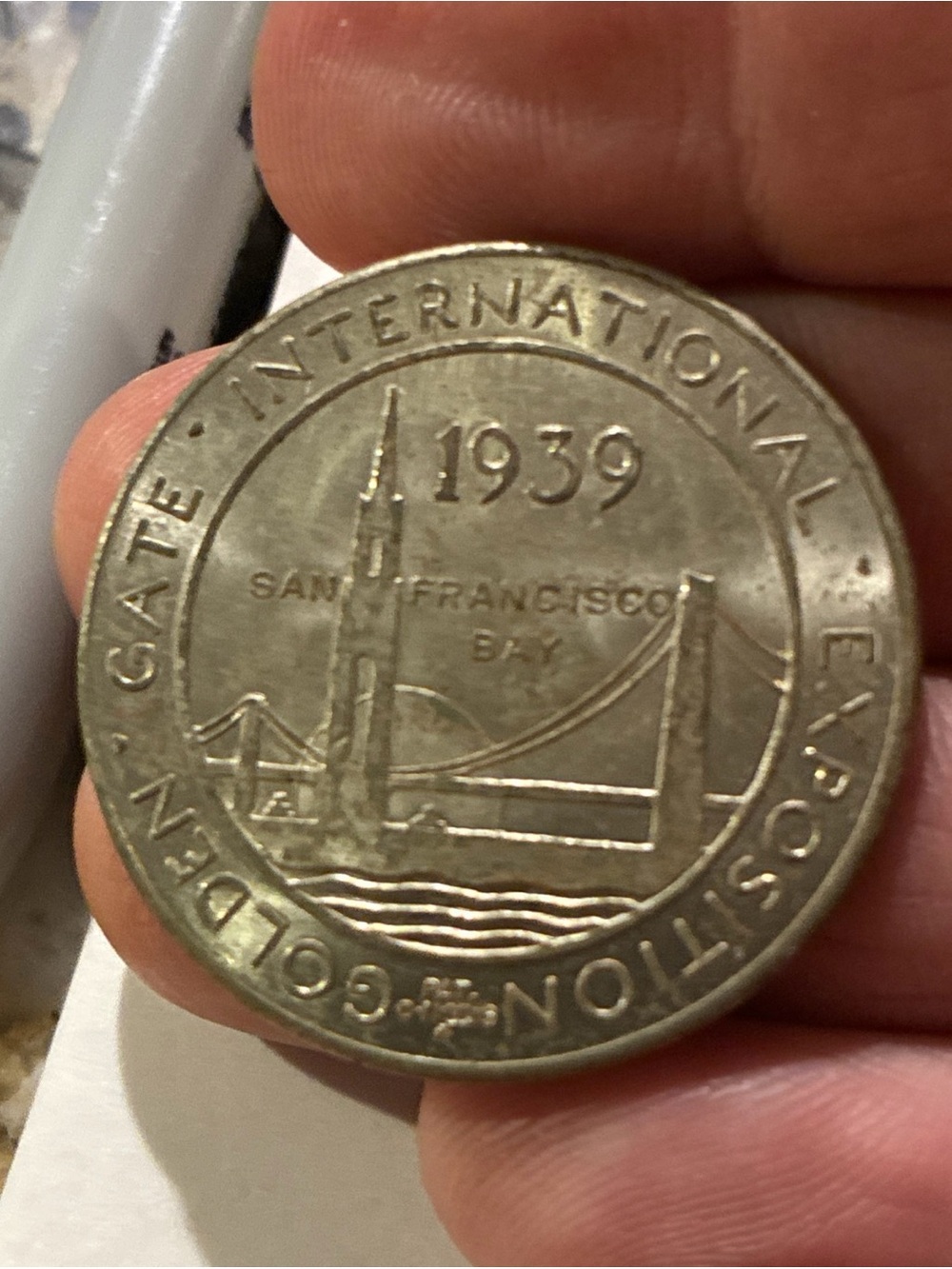1939 Golden Gate Int’l Expo Coin Medal HK-482 Silver Finish San Francisco Bay